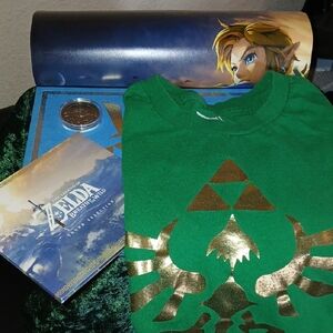 Green Zelda T-Shirt with Gold Triforce Design